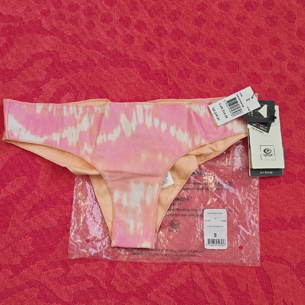 Rip Curl Pink and Orange Bikini Bottom